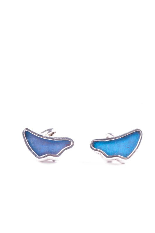 6--A-SA-3A-Silver-butterfly-cufflinks-Iridescent-Blue-Wing-Shaped-Morpho-Didius