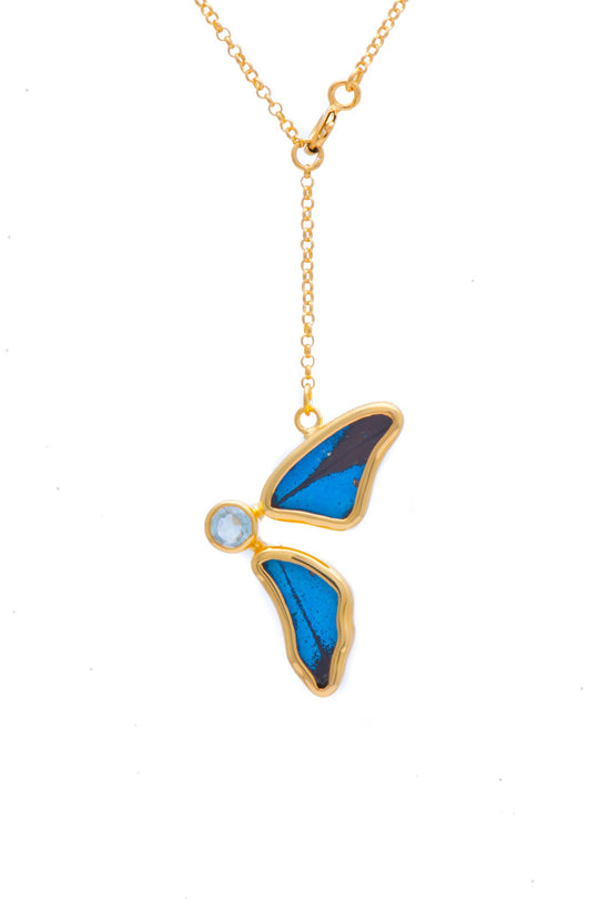 Sculptured Blue Mountain Gold Vermeil Half Butterfly Necklace