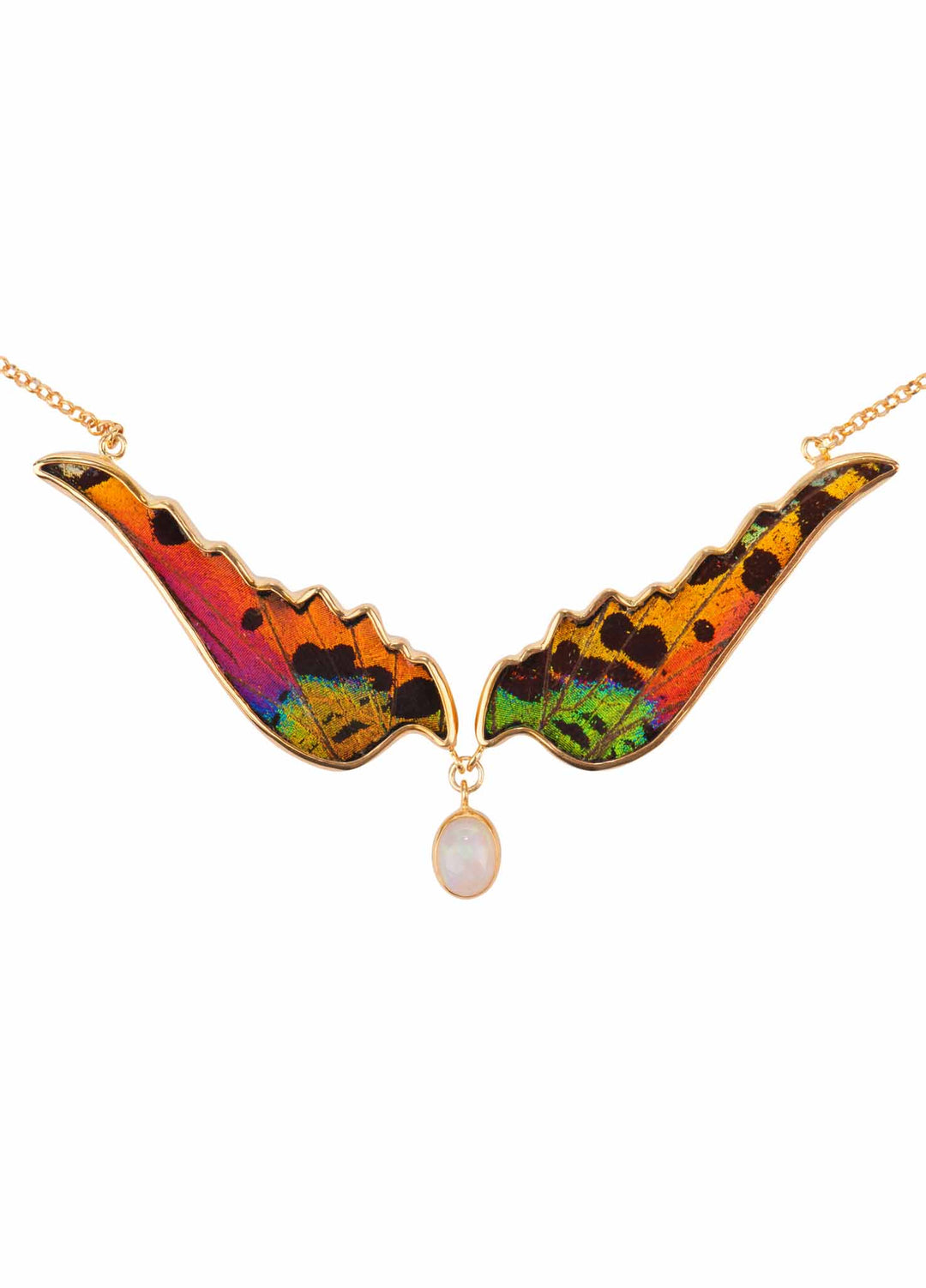1-Real Butterfly Wings-A-4B-AG-Gold-butterfly-necklace-with-citrine-birthstone-Shimmering-Rainbow-Angel-Wing-Shaped-Chrysirid