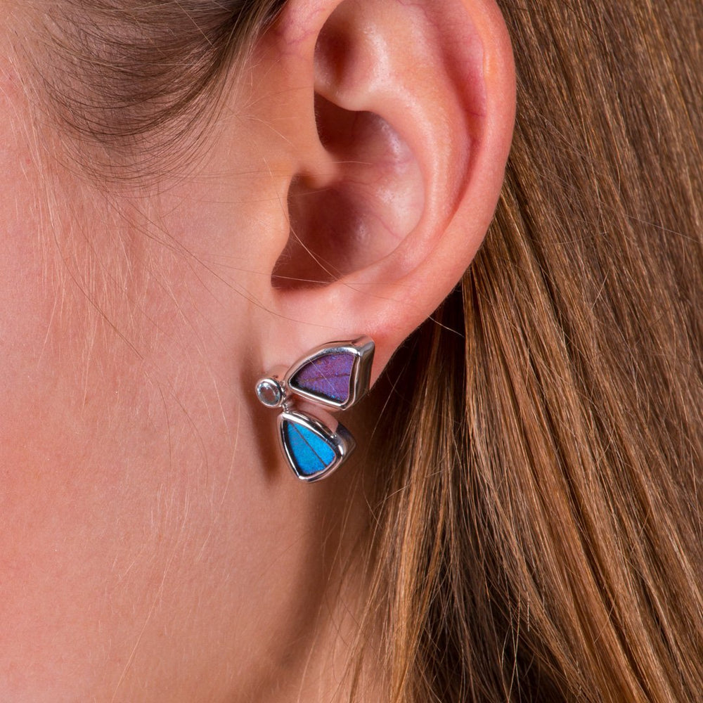 4--A-2D-2F-Silver-butterfly-earrings-with-blue-topaz-birthstone-Iridescent-Blue-half-Morpho-Didius