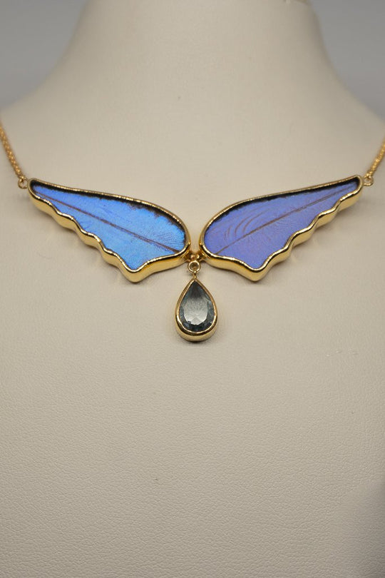 4--A-4B-AG-Gold-butterfly-necklace-with-blue-topaz-birthstone-Iridescent-Blue-Angel-Wing-Shaped-Morpho-Didius