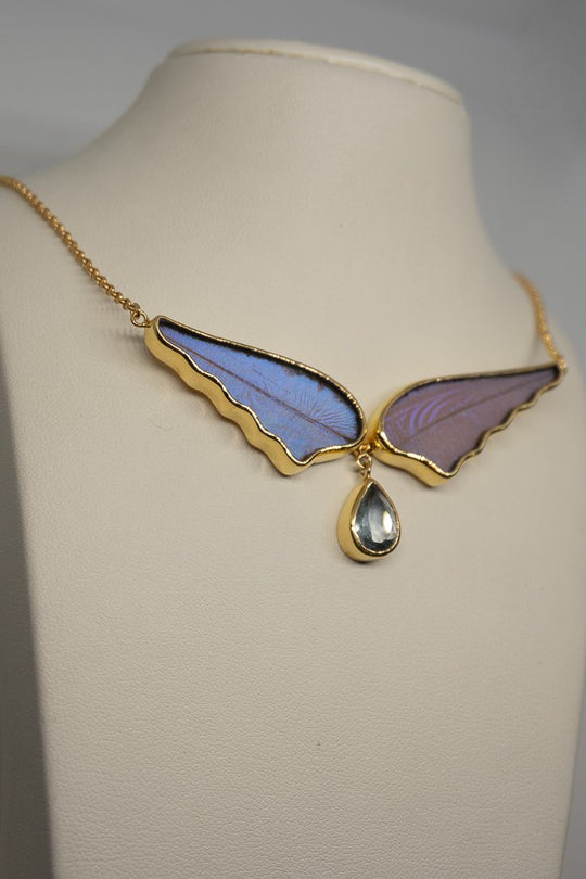 5--A-4B-AG-Gold-butterfly-necklace-with-blue-topaz-birthstone-Iridescent-Blue-Angel-Wing-Shaped-Morpho-Didius