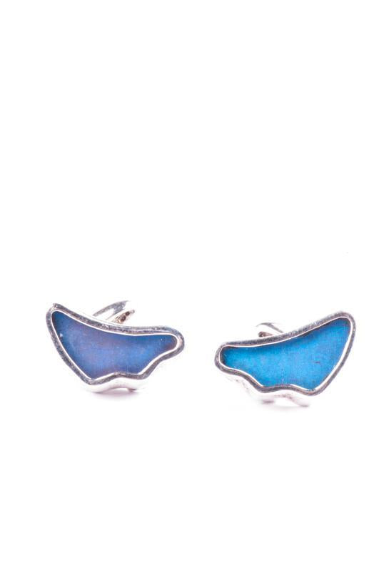 4--A-SA-3A-Silver-butterfly-cufflinks-Iridescent-Blue-Wing-Shaped-Morpho-Didius