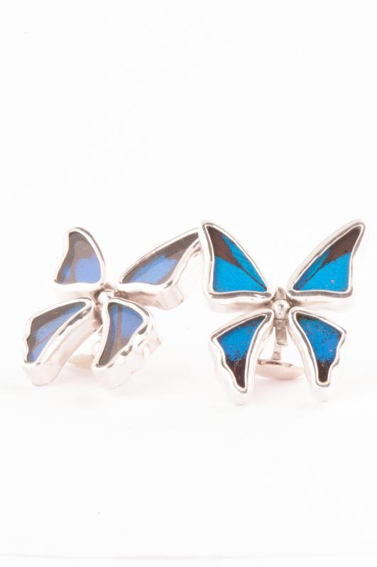 3--A-4C-3F-Silver-butterfly-cufflinks-Royal-Blue-Papilio-Ulysses