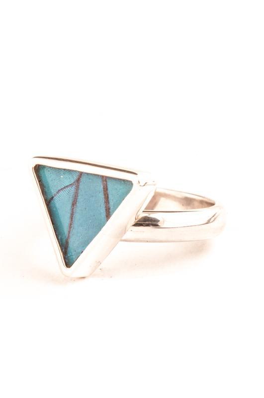 2--A-SA-T1-Silver-butterfly-ring-Iridescent-Blue-Triangle-Morpho-Didius