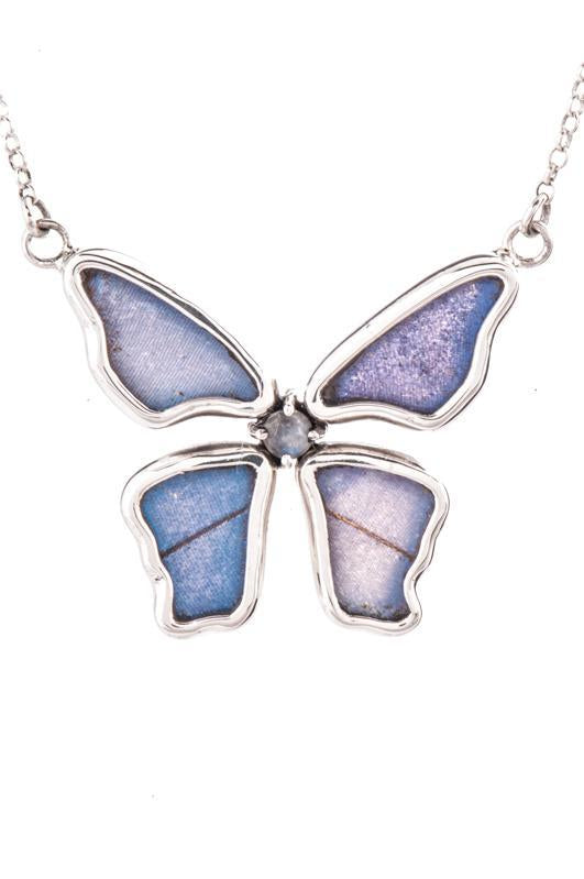 1-Real Butterfly Wings-A-4B-3F-Silver-butterfly-necklace-with-blue-topaz-birthstone-Royal-Blue-Papilio-Ulysses