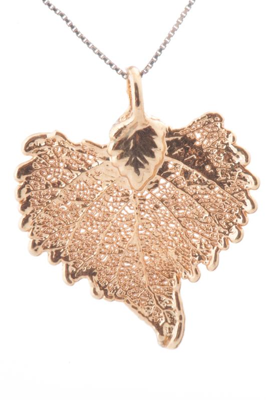 Real Cottonwood Leaf Pendant layered in 24K Gold