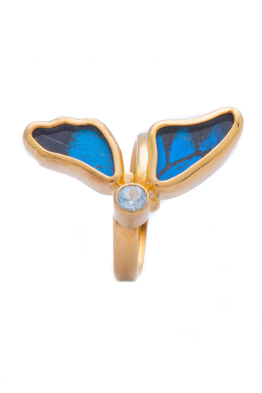 1-Real Butterfly Wings-A-2D-3F-Gold-butterfly-ring-with-blue-topaz-birthstone-Royal-Blue-half-Papilio-Ulysses