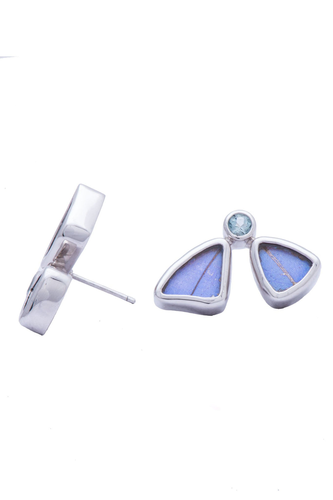 2--A-2D-2F-Silver-butterfly-earrings-with-blue-topaz-birthstone-Iridescent-Blue-half-Morpho-Didius