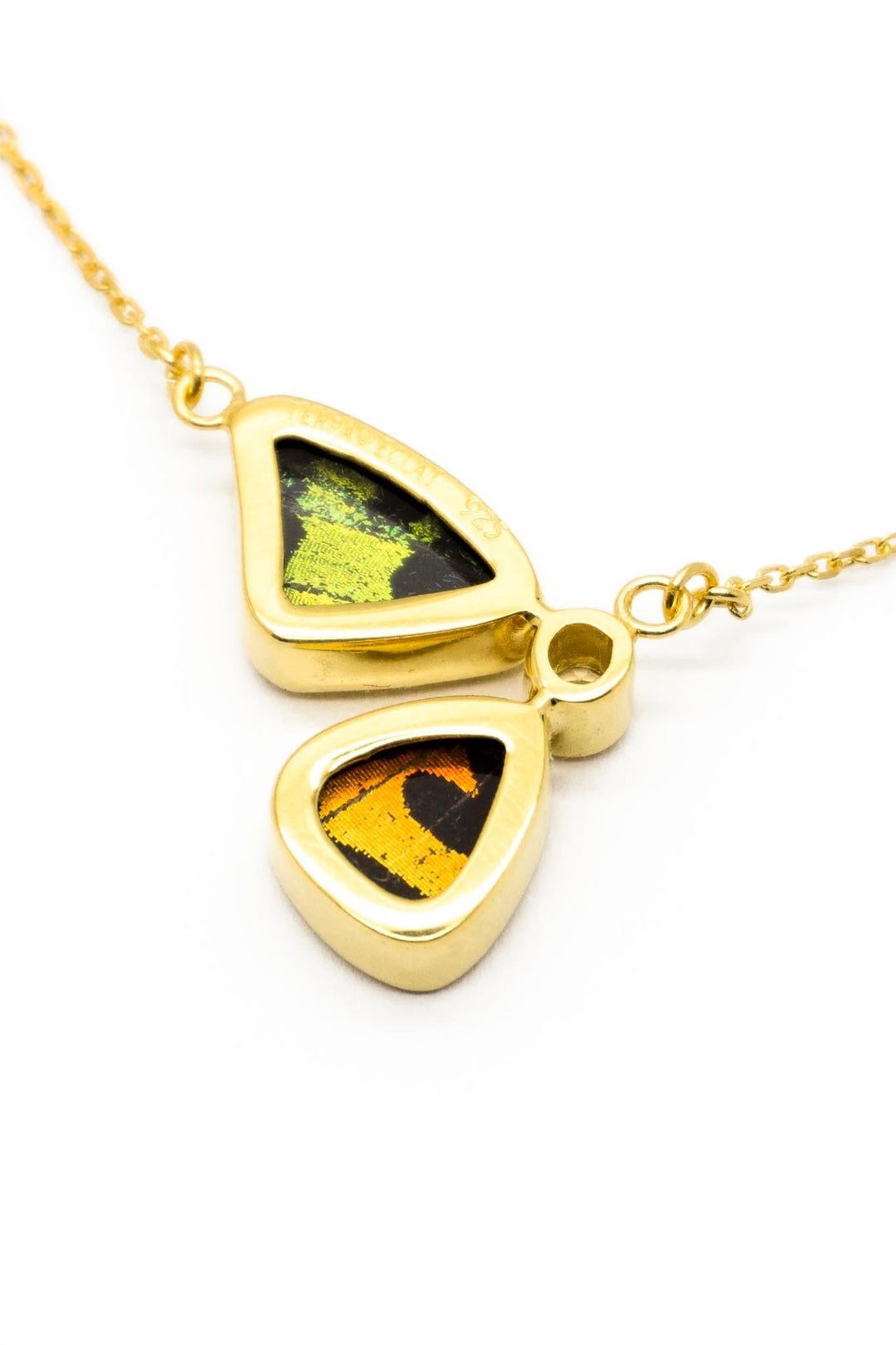 4--A-2B-2F-Gold-butterfly-necklace-with-citrine-birthstone-Shimmering-Rainbow-Green-half-Chrysiridia-Madagascariensis