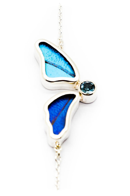 3--A-2F-3F-Silver-butterfly-bracelet-with-blue-topaz-birthstone-Iridescent-Blue-half-Morpho-Didius