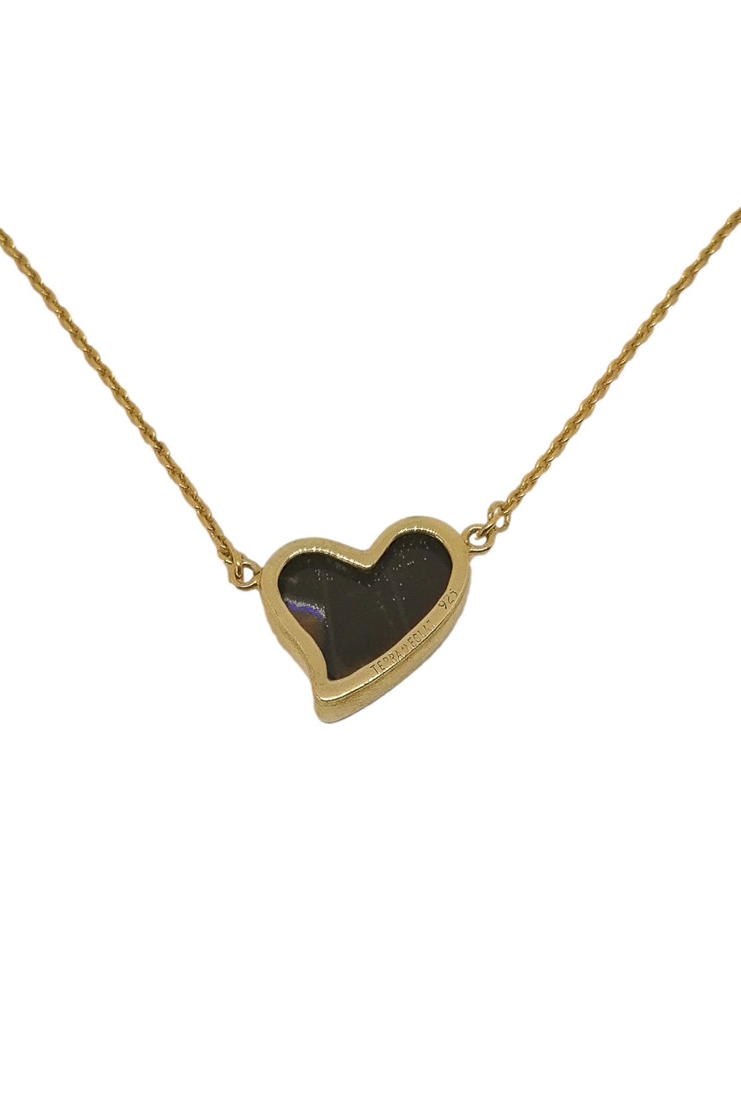 Handmade Love Heart Blue Mountain Gold Vermeil Butterfly Necklace