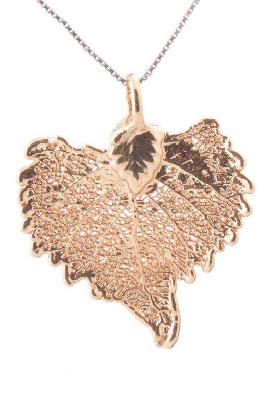 Real Cottonwood Leaf Pendant layered in 24K Gold