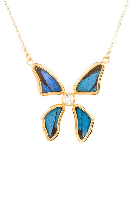 1-Real Butterfly Wings-A-4B-3F-Gold-butterfly-necklace-with-blue-topaz-birthstone-Royal-Blue-Papilio-Ulysses