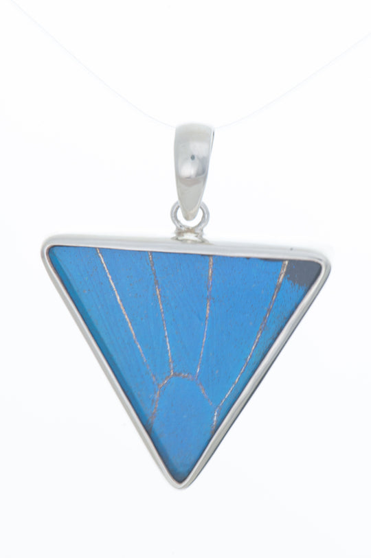 4--A-SB-T1-Silver-butterfly-pendant-Royal-Blue-Triangle-Papilio-Ulysses