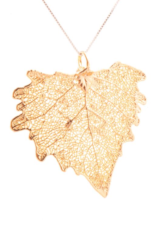 Real Cottonwood Leaf Pendant layered in 24K Gold