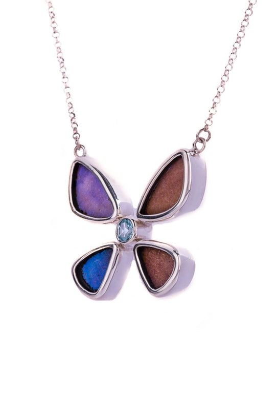 2--A-4B-6F-Silver-butterfly-necklace-with-blue-topaz-birthstone-Iridescent-Blue-Morpho-Didius
