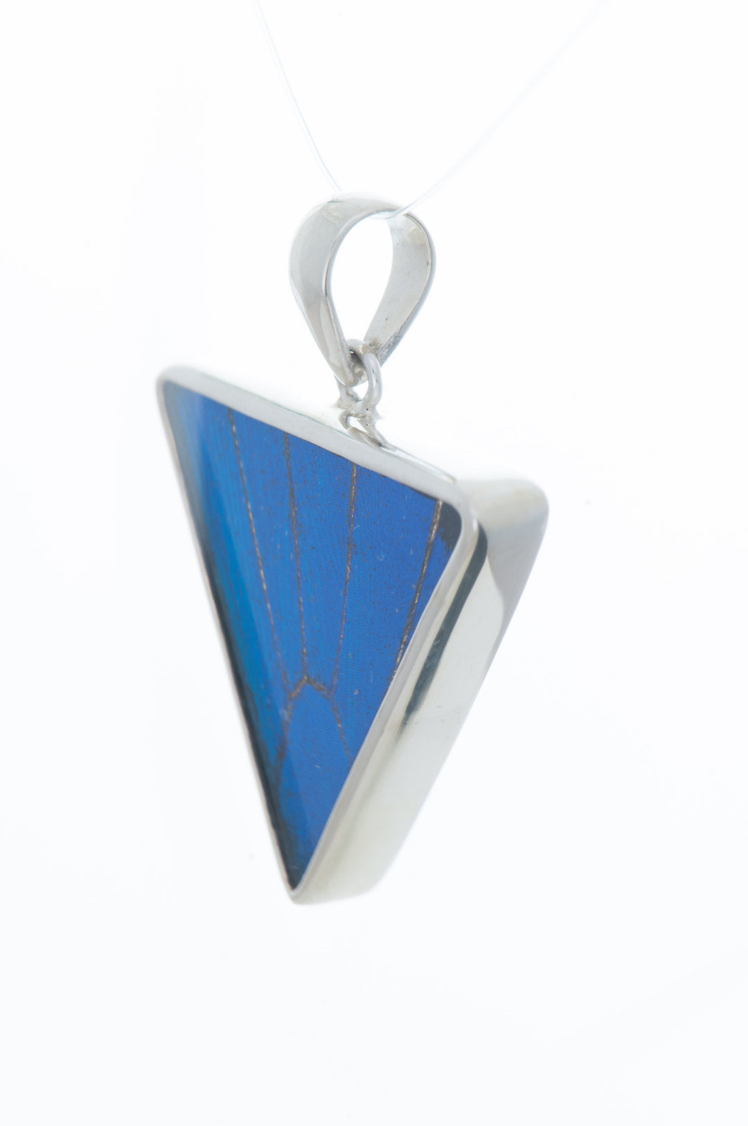 5--A-SB-T1-Silver-butterfly-pendant-Royal-Blue-Triangle-Papilio-Ulysses