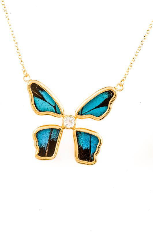 1-Real Butterfly Wings-A-4B-5F-Gold-butterfly-necklace-with-blue-topaz-birthstone-Royal-Blue-Papilio-Ulysses