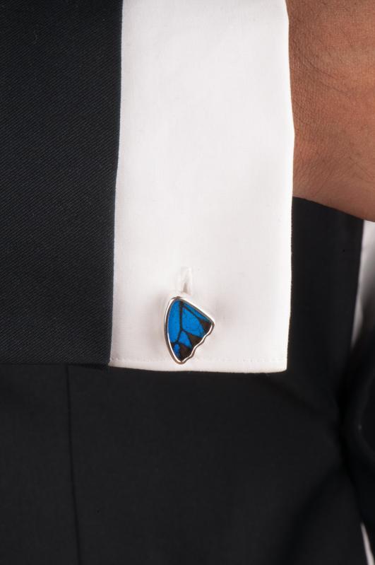 4--A-SA-4C-Silver-butterfly-cufflinks-Royal-Blue-Wing-Shaped-Papilio-Ulysses