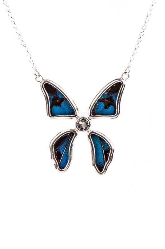 2--A-4B-3F-Silver-butterfly-necklace-with-blue-topaz-birthstone-Royal-Blue-Papilio-Ulysses