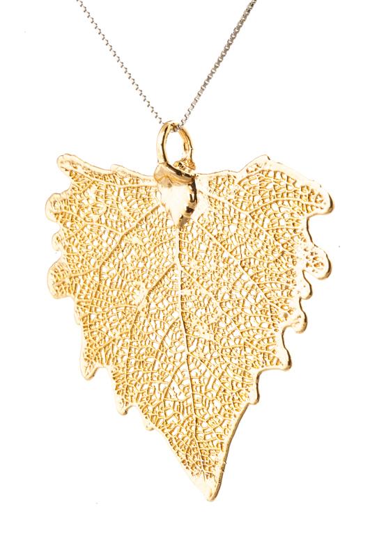 Real Cottonwood Leaf Pendant layered in 24K Gold