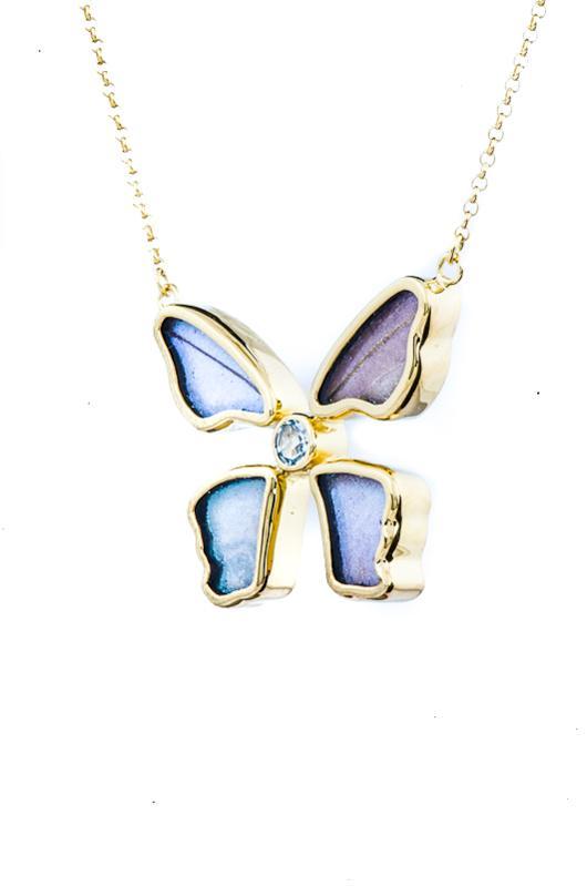 2--A-4B-5F-Gold-butterfly-necklace-with-blue-topaz-birthstone-Iridescent-Blue-Morpho-Didius