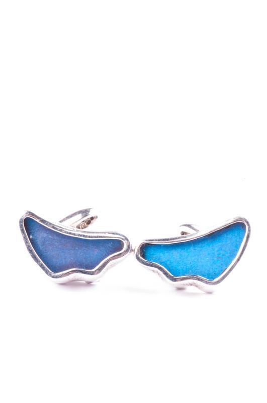 5--A-SA-3A-Silver-butterfly-cufflinks-Iridescent-Blue-Wing-Shaped-Morpho-Didius