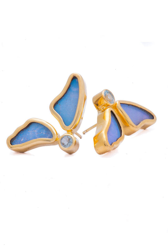 2--A-2D-3F-Gold-butterfly-earrings-with-blue-topaz-birthstone-Iridescent-Blue-half-Morpho-Didius