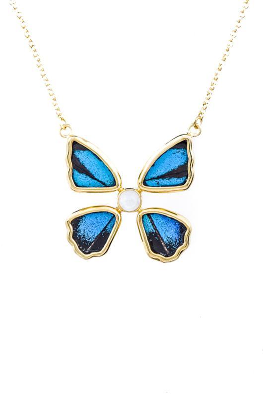 1-Real Butterfly Wings-A-4B-4F-Gold-butterfly-necklace-with-blue-topaz-birthstone-Royal-Blue-Papilio-Ulysses