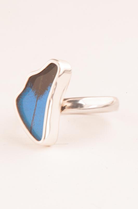 2--A-SA-3B-Silver-butterfly-ring-Royal-Blue-Wing-Shaped-Papilio-Ulysses