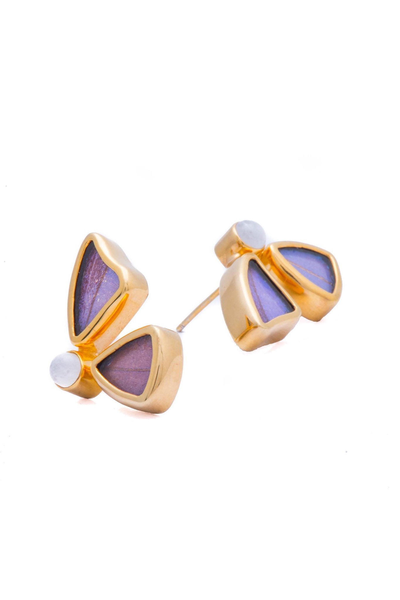 1-Real Butterfly Wings-a-2d-2f-gold-butterfly-earrings-with-blue-topaz-birthstone-iridescent-blue-half-morpho-didius