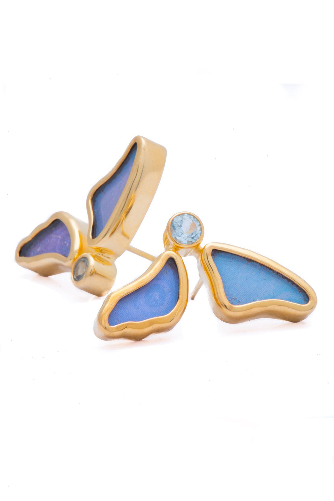 3--A-2D-3F-Gold-butterfly-earrings-with-blue-topaz-birthstone-Iridescent-Blue-half-Morpho-Didius