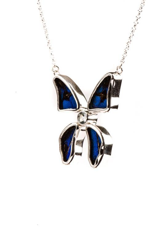 3--A-4B-3F-Silver-butterfly-necklace-with-blue-topaz-birthstone-Royal-Blue-Papilio-Ulysses